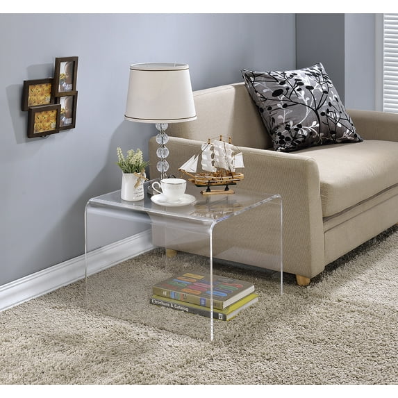 Fox Hill Trading Pure Decor Lucite and Acrylic Single End Table in Clear