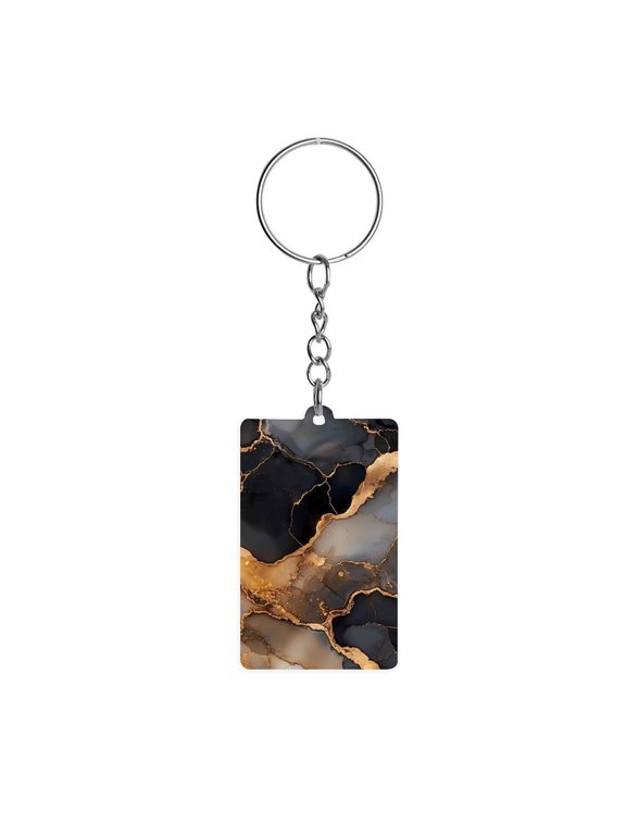 Acrylic Single-Sided Key Ring 1.22in Hardness, Light Weight, Comfortable Wearing Used To Go Out Shopping And Play And Other Occasions Black And White Gold Marble