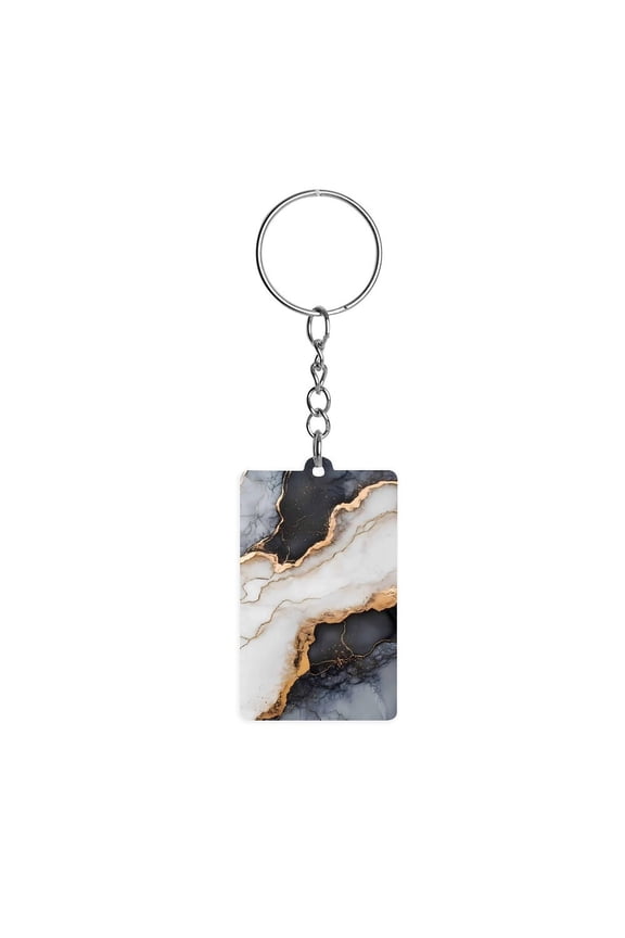 Acrylic Single-Sided Key Ring 1.22in Hardness, Light Weight, Comfortable Wearing Used To Go Out Shopping And Play And Other Occasions Black White Gold Marble