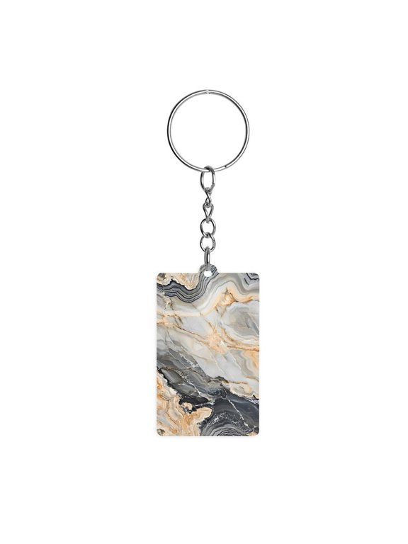Acrylic Single-Sided Key Ring 1.22in Hardness, Light Weight, Comfortable Wearing Used To Go Out Shopping And Play And Other Occasions Gainsboro Marble_2