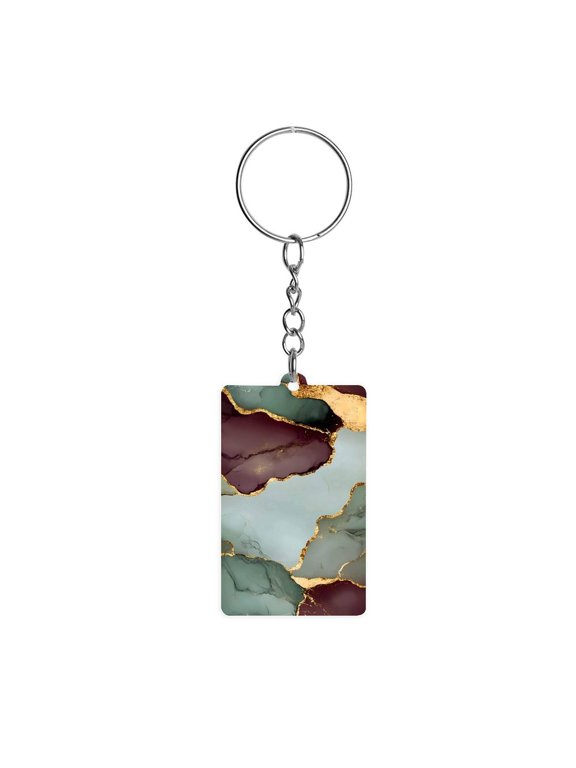 Acrylic Single-Sided Key Ring 1.22in Hardness, Light Weight, Comfortable Wearing Used To Go Out Shopping And Play And Other Occasions Green And Brown Gold Marble