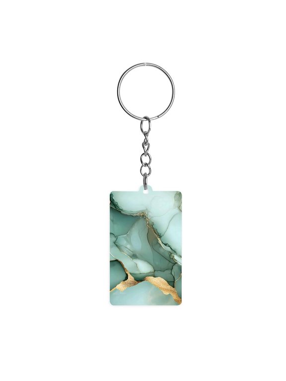 Acrylic Single-Sided Key Ring 1.22in Hardness, Light Weight, Comfortable Wearing Used To Go Out Shopping And Play And Other Occasions Light Green Gold Marble