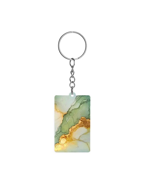 Acrylic Single-Sided Key Ring 1.22in Hardness, Light Weight, Comfortable Wearing Used To Go Out Shopping And Play And Other Occasions Light Green And White Gold Marble