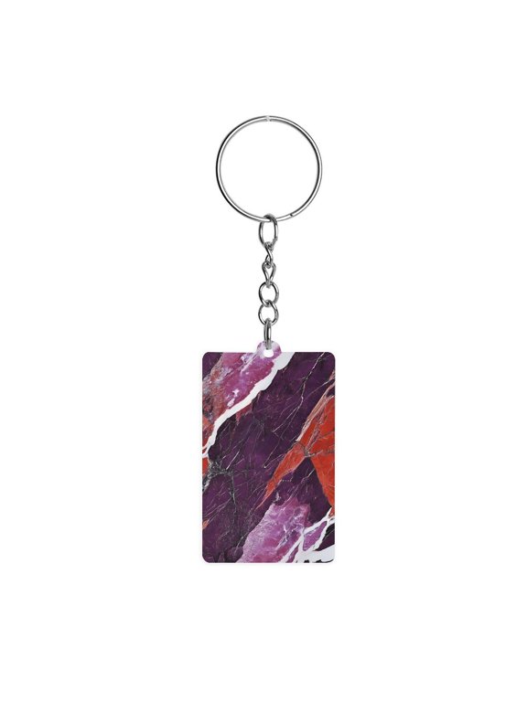 Acrylic Single-Sided Key Ring 1.22in Hardness, Light Weight, Comfortable Wearing Used To Go Out Shopping And Play And Other Occasions MediumVioletRed Marble_1
