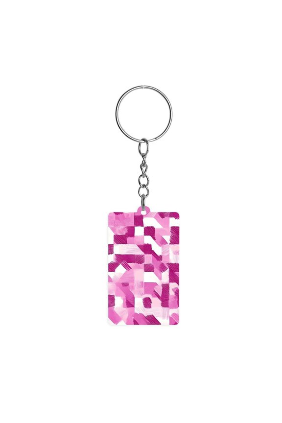 Acrylic Single-Sided Key Ring 1.22in Hardness, Light Weight, Comfortable Wearing Used To Go Out Shopping And Play And Other Occasions Pink Abstract Houndstooth Hand-drawn Sketch_3