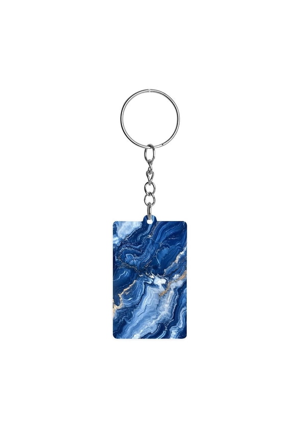 Acrylic Single-Sided Key Ring 1.22in Hardness, Light Weight, Comfortable Wearing Used To Go Out Shopping And Play And Other Occasions RoyalBlue Marble_2