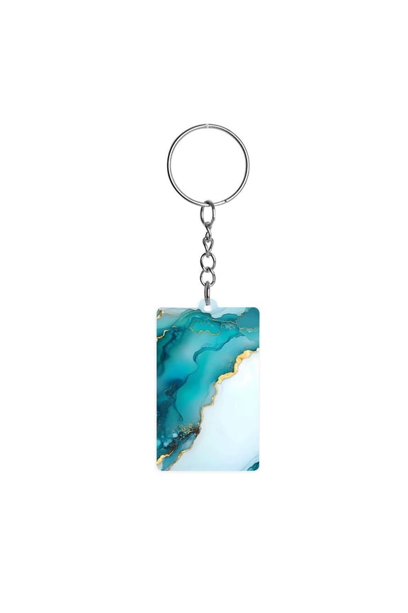 Acrylic Single-Sided Key Ring 1.22in Hardness, Light Weight, Comfortable Wearing Used To Go Out Shopping And Play And Other Occasions Skyblue And White Gold Marble