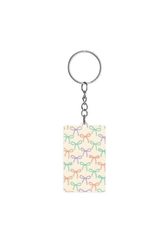 Acrylic Single-Sided Key Ring 1.22in Hardness, Light Weight, Comfortable Wearing Used To Go Out Shopping And Play And Other Occasions Whimsical Thin Polka Dot And Striped Ribbon Bow Pattern