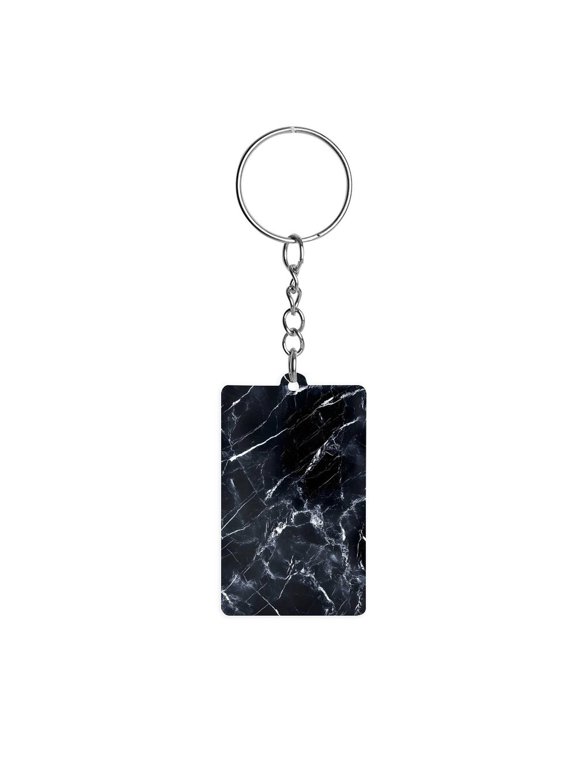 Acrylic Single-Sided Key Ring 1.22in Hardness, Light Weight, Comfortable Wearing Used To Go Out Shopping And Play And Other Occasions Black Marble_4