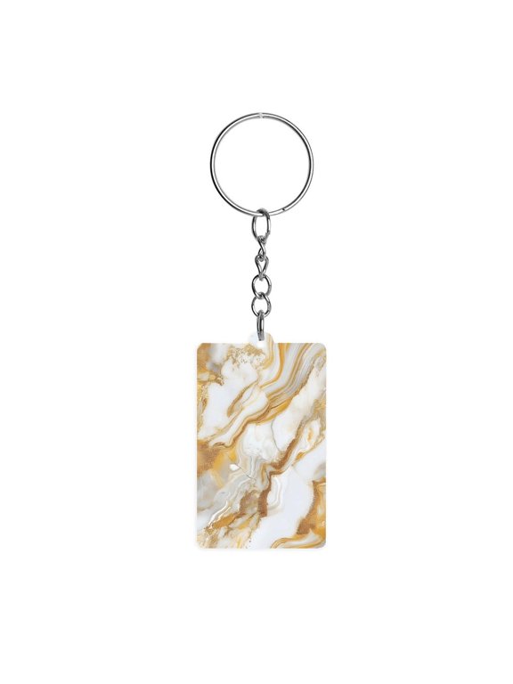 Acrylic Single-Sided Key Ring 1.22in Hardness, Light Weight, Comfortable Wearing Used To Go Out Shopping And Play And Other Occasions Gold Marble_2