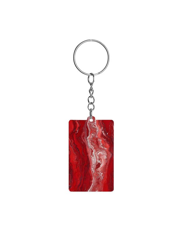 Acrylic Single-Sided Key Ring 1.22in Hardness, Light Weight, Comfortable Wearing Used To Go Out Shopping And Play And Other Occasions Red Marble_1