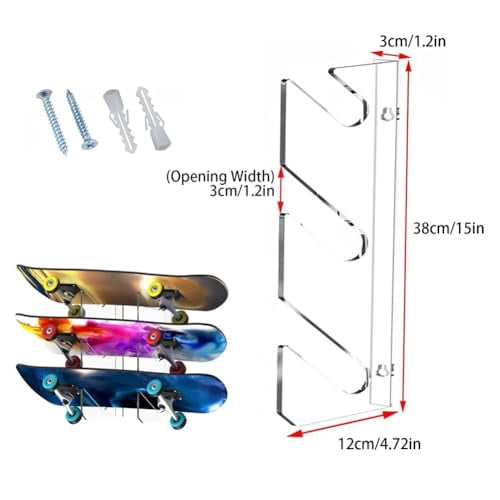 Moblefox Wandhalterung Skateboard Wand Halterung Longboard Halter Snowboard Haken Universal Weiss