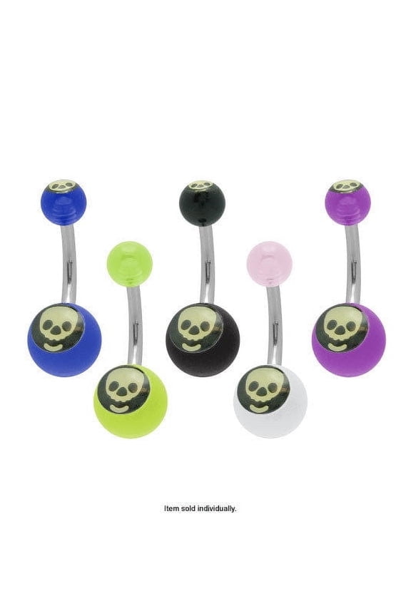 Acrylic Skull Logo Belly Button Ring
