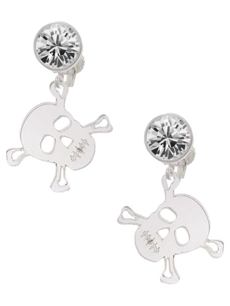 Acrylic Small Clear Skull Clear Crystal Clip On Earrings