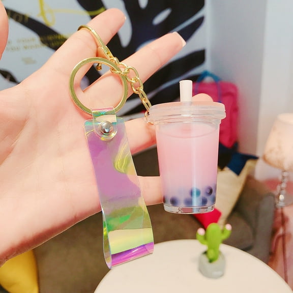 Unisex Acrylic Keychain Cute Doll Shaped Drink Keychain Fun Novelty Gift Idea Bag Accessory Key Accessory Milk Tea Cup