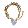 thumbnail image 1 of Acrylic Small Hologram Heart Two Tone Christian Bead Bracelet, 1 of 4