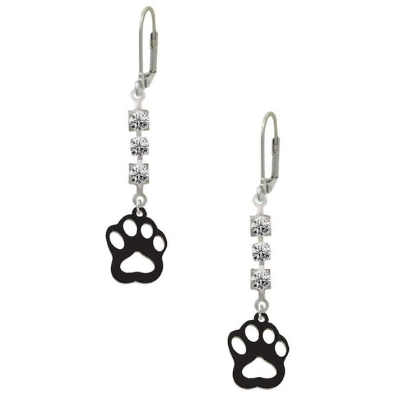 Acrylic Small Paw Black Crystal Madison Leverback Earrings