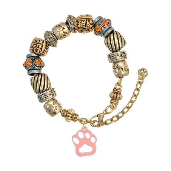 Acrylic Small Paw Light Pink Two Tone Christian Bead Bracelet
