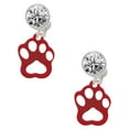 thumbnail image 1 of Acrylic Small Paw Maroon Clear Crystal Clip On Earrings, 1 of 3