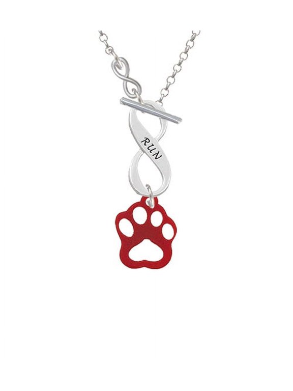Acrylic Small Paw Maroon - To Infinity Run Toggle Necklace