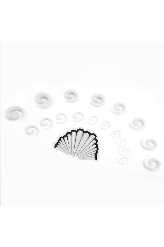 Acrylic Snail Spiral Ear Tapers Plugs Piercing Expansion Stretch Kit 18 Pcs, 9 Pairs (1.6mm - 10mm / 0.06 in - 0.39 in)