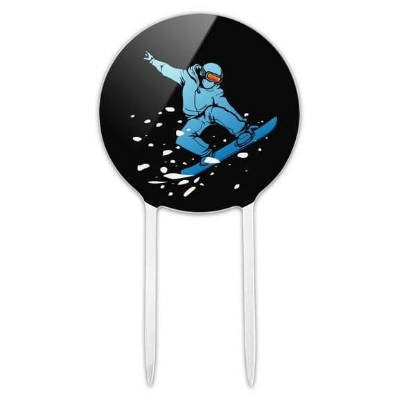 Acrylic Snowboarder on Black Cake Topper Party Decoration for Wedding Anniversary Birthday Graduation