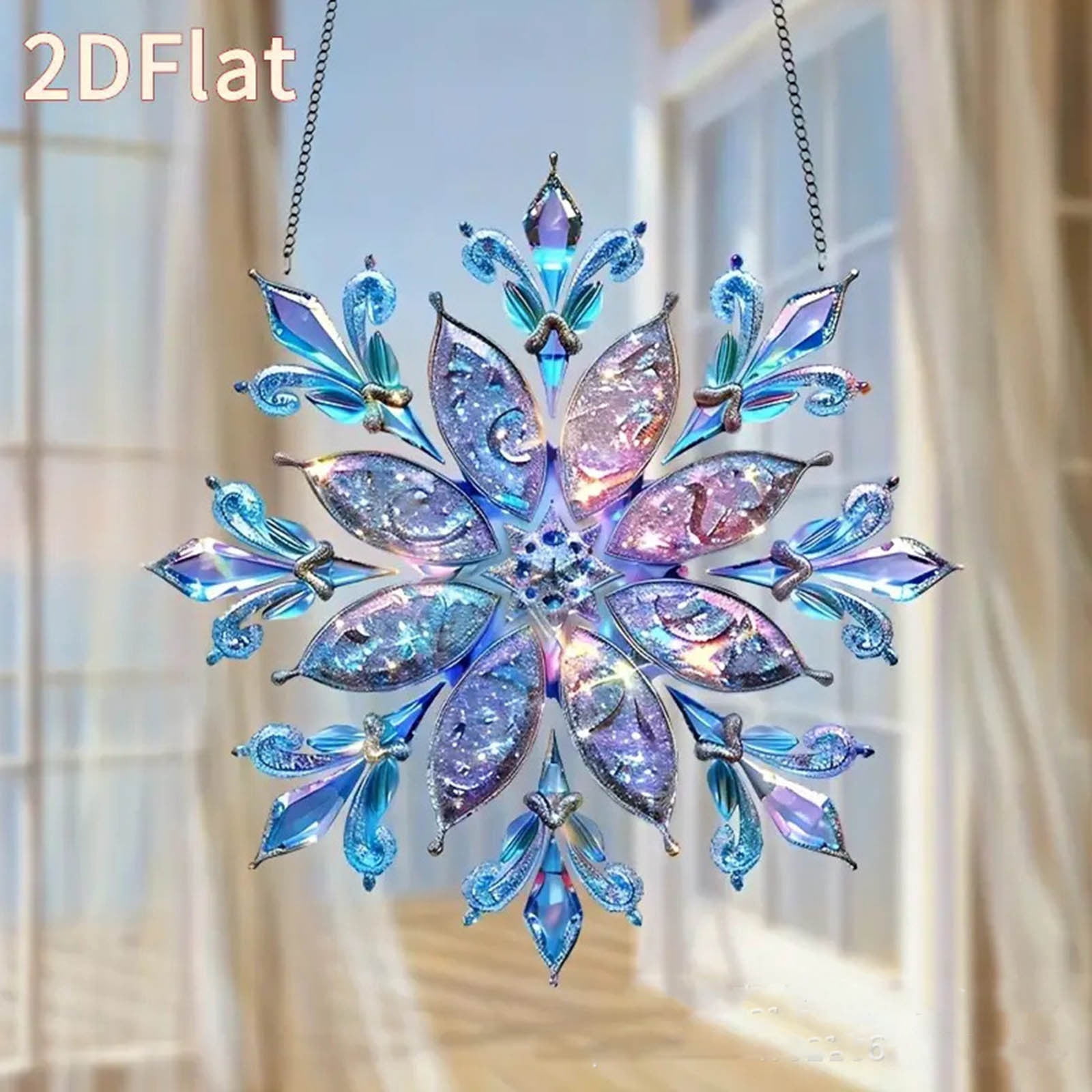 Acrylic Snowflake Ornament - Sparkling Blue Purple Hanging Christmas ...