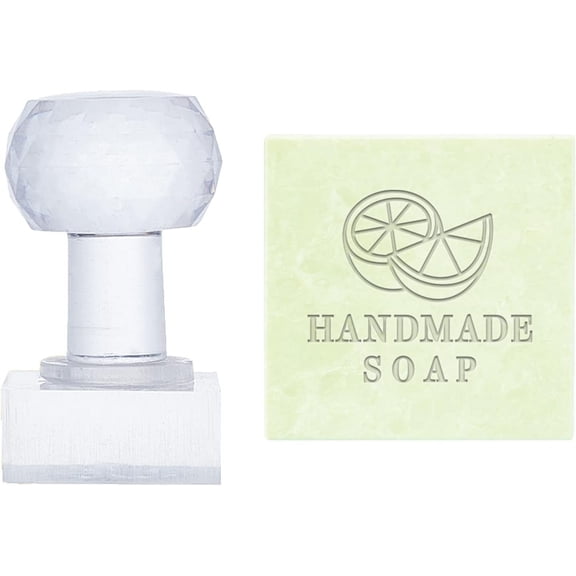 Acrylic Soap Stamp Lemon Handmade Soap Stamp with Handle Rectangle Soap Chapter Imprint Stamp Embossing Stamp for DIY handcrafting