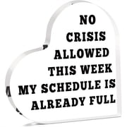 Acrylic Social Worker Office Decoration 3.9X3.9 Inch Fun No Crisis Allowed Design Heart Shape Plaque Perfect Gift for Colleagues Friends Bosses Team Managers Christmas Birthday Office Decor