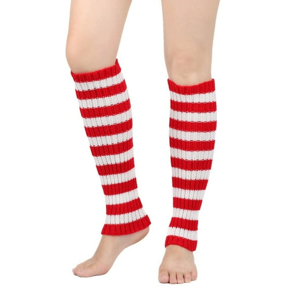 Acrylic Socks Warmer, Leg Warmer, FNGZ Men's and Women's Winter Striped Knit Yarn Warm Boot Leg Guards Foot Pile Socks