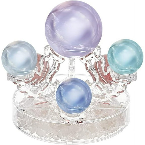 Acrylic Sphere Holder Transparent Crystal Ball Display Stand Sphere Ball Stand Organizer Clear Sphere Display Rack for 7 Pcs Balls Stone Desktop Collection Crystal Ornament Home Decor