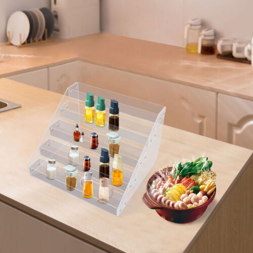 Acrylic Spice Rack 5Tier Countertop Seasoning Organizer Clear Storage