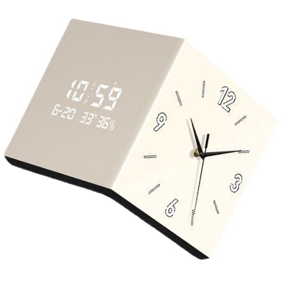 Acrylic Square Wall Clock with Plugging In Feature Double Sided Display Digital and Hands Clock for Time Management Need