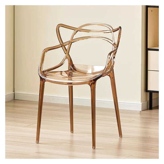 Acrylic Stackable Dining Chairs Armless Clear Transparent Vanity Side Kitchen Chairs Modern Minimalist Chair with Ergonomic Backrest for Living Room