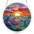thumbnail image 1 of Acrylic Stained Glass Puzzle Sun Catcher, Sunset Landscape Designs for Holiday Window Decorations and Coastal Art, 1 of 9