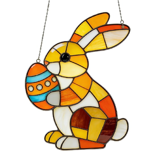 Acrylic Stained Glass Style Rabbit Window Hanging, Lightweight Faux Stained Glass Suncatcher for Home Decor, Rabbit Wall Decoration, Ideal for Windows and Sunlit Spaces