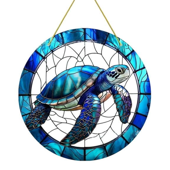 Acrylic Stained Hanging -Round Stained Acrylic Hanging Stained Glass Window Hanging for Indoor Outdoor Decor, Garden Decoration or Housewarming Gift