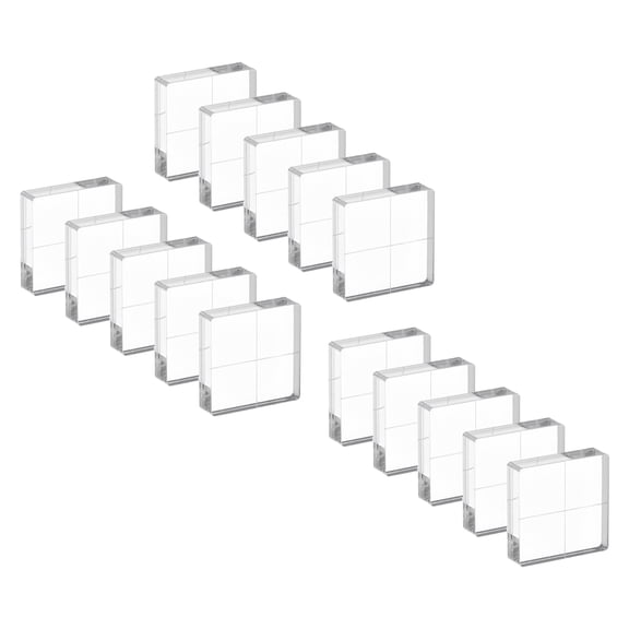 Acrylic Stamp Block, 15 Pack Stamping Block Square Shape with Grid Lines Decorative Mounting Blocks Set for Scrapbooking DIY Crafts Card Making, 1" x 1"