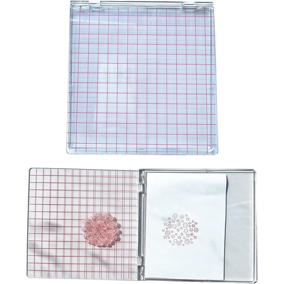 Acrylic Stamp Block with Grid 6.3x6.3 Perfect Positioning Stamping Platform Clear Stamps Scrapbook Craft Stamping Tool for Card Making Scrapbooking Journaling and Other Paper Crafts-AT001