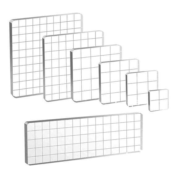 Acrylic Stamp Blocks Set Clear Stamping Blocks with Grid Lines Stamping Tool Blocks for Scrapbooking DIY Crafts Card Making