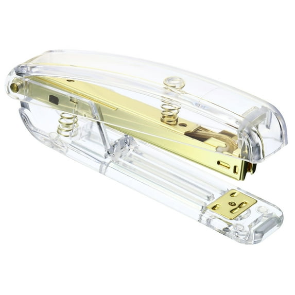 Acrylic Stapler, Portable Stylish Manual Effortless Desktop Accessories Stapler, Gold