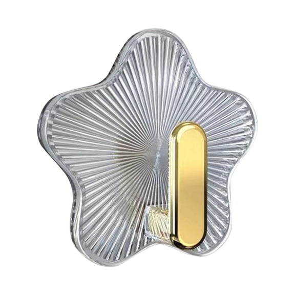 Acrylic Star Adhesive Hooks - No Drilling Required, Clear Star - Shaped Design with Gold Accent, for Bathroom, Kitchen, Bedroom, Office, Dormitory, Home Decor, Key, Towel, Bag Hanging