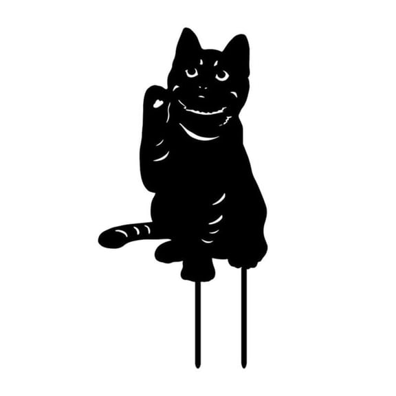 Acrylic Statues,Black Cat Silhouette Cat Decorative,Garden Stakes,Garden Outdoor Statues Animal Stakes for Yard Decor