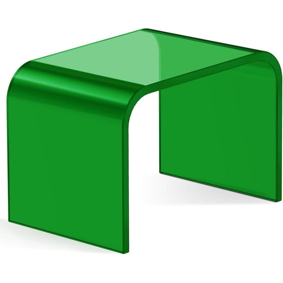 Acrylic Step Stool,Acrylic Stool,Clear Step Stools with Non-Slip for Bathroom,Holds Up to 250lbs (Green No Non-Slip, Pack of 2)