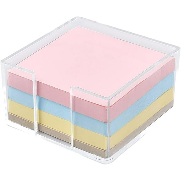 Acrylic Sticky Note Holder 3.2 x 3.2 Inch Clear Self-Stick Notepad Holder Organizer Sticky Cube Note Pad Dispenser Case