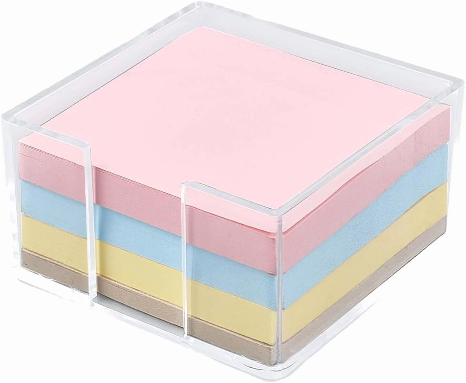 Notepad With Dispenser Acrylic Sticky Note Holder 3.2 x 3.2 Inch Clear Self-Stick Notepad ...