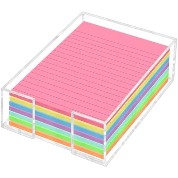 Acrylic Sticky Note Holder - 4 x 6 Inch Post It Note Holder, Crystal Clear Sticky Note Dispenser for Dorm Room Home and Office Acrylic Desk Organizer