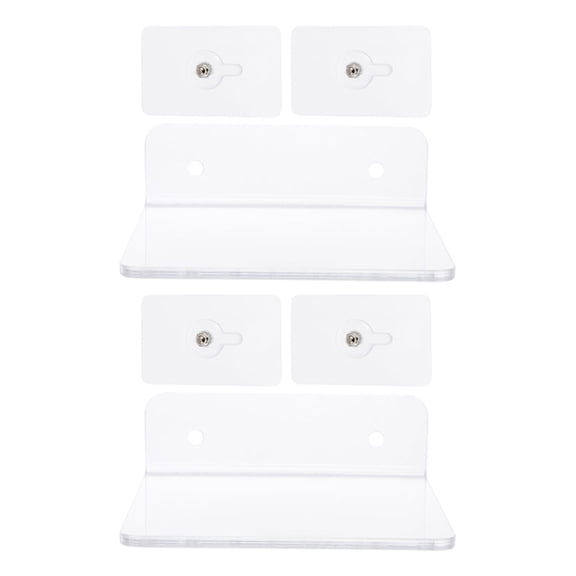 NIAIZEK White Acrylic Floating Storage Stand Bracket for Home Office Sundries 2 Pieces Organizer Shelf