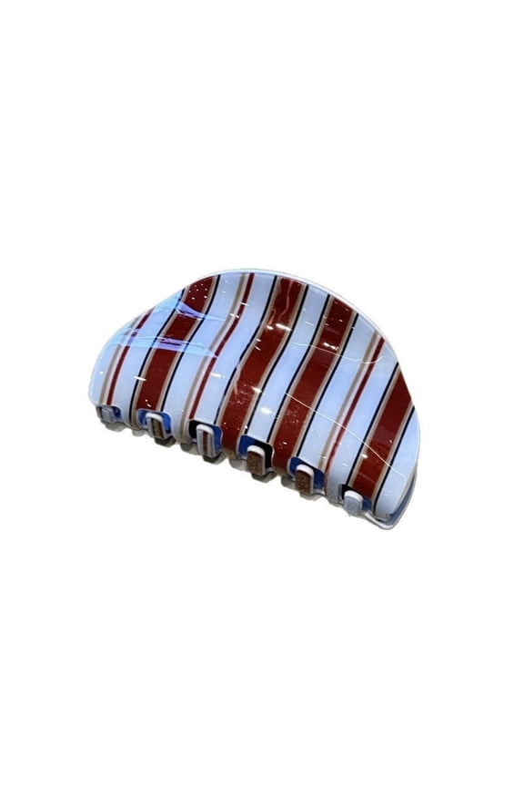 Acrylic Striped Hair Clip Grip for Women, Ponytail Bun Braids Holder Daily Styling Accessory