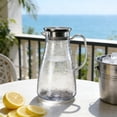 thumbnail image 1 of Acrylic Striped Kettle Hammered Texture Beverage Pitcher Serving Iced Tea Juices for Contemporary Dining Kitchen Tabletop Decor, KTFgvq, 1 of 6